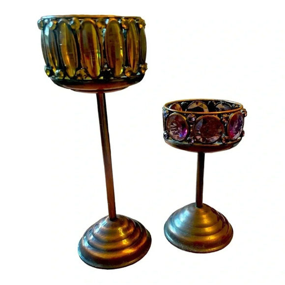Elegant Jeweled Candle Holders EUC - Picture 1 of 11